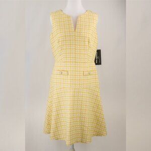 Karl Lagerfeld Boucle Plaid Tweed A-Line Minidress, Yellow, US 6